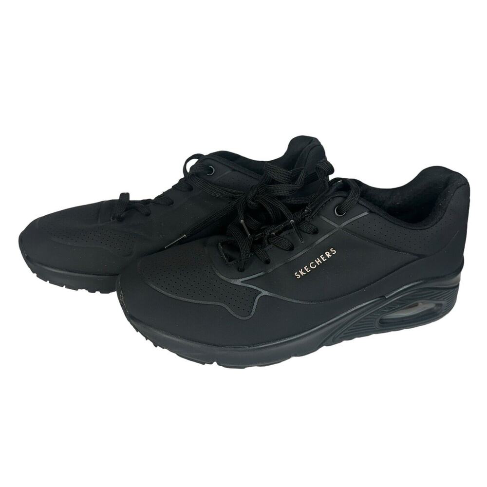 Skechers Uno Stand on Air Memory Foam Lace Up Sneaker Black 9.5 EUC Shoes 73690